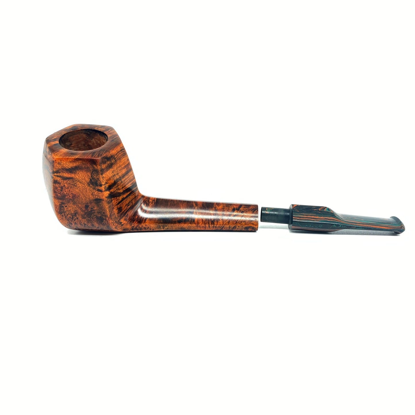 MUX -  Beautiful Handmade Hexagon Briar Tobacco Pipe w/ Colorful vulcanized Rubber Stem