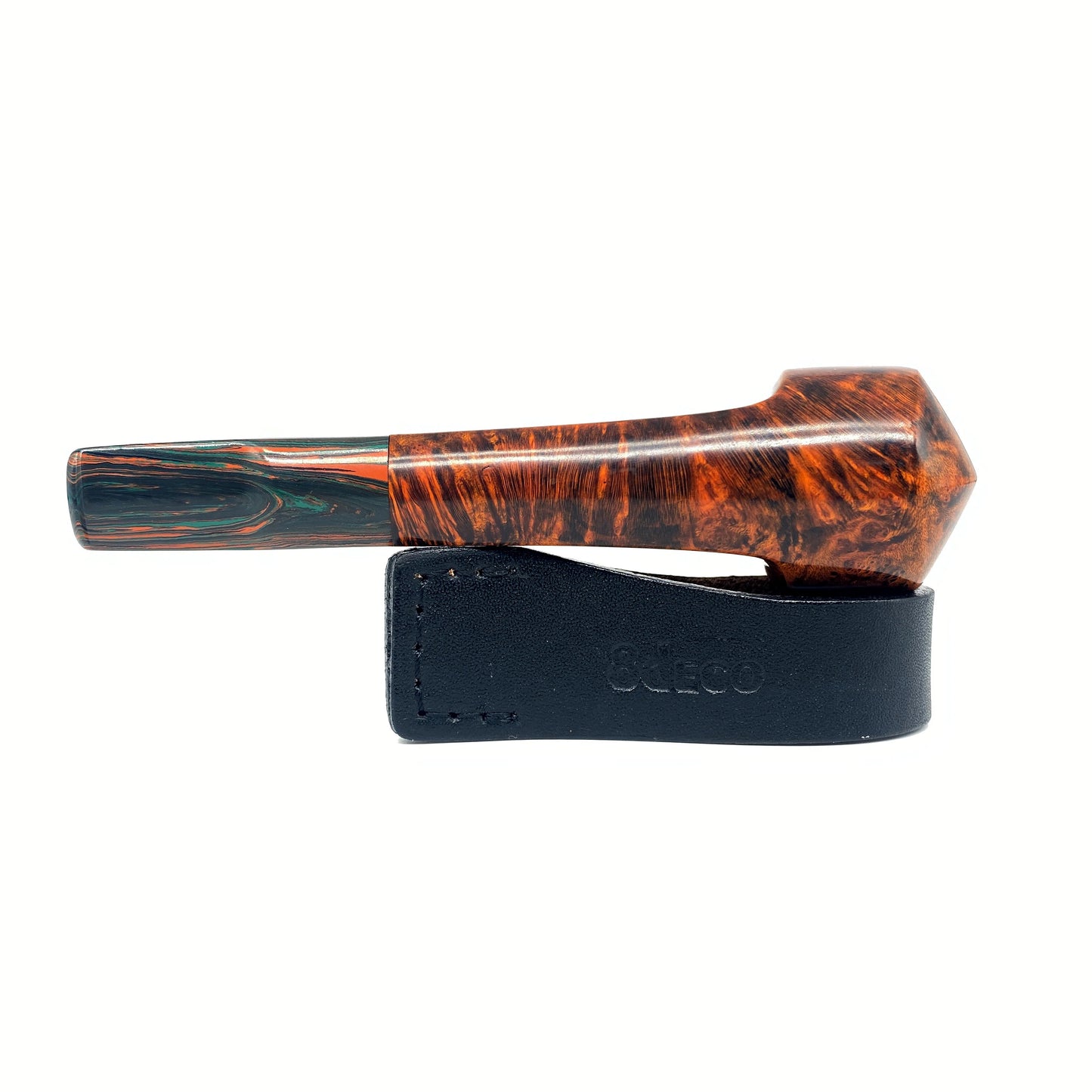 MUX -  Beautiful Handmade Hexagon Briar Tobacco Pipe w/ Colorful vulcanized Rubber Stem