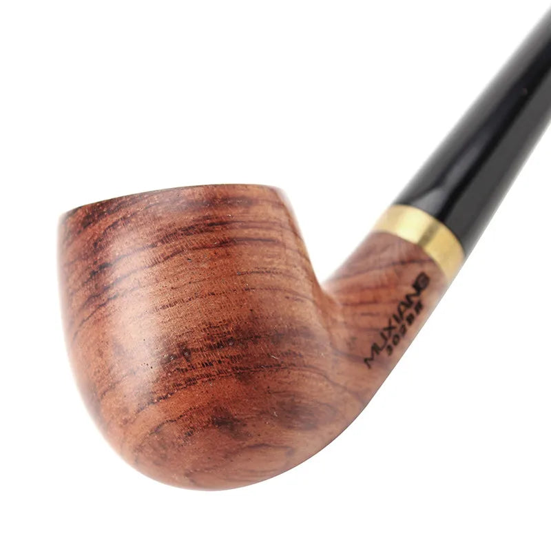 MUX - Handmade Long Bent Kevazingo Wood Tobacco Pipe 3mm Filter