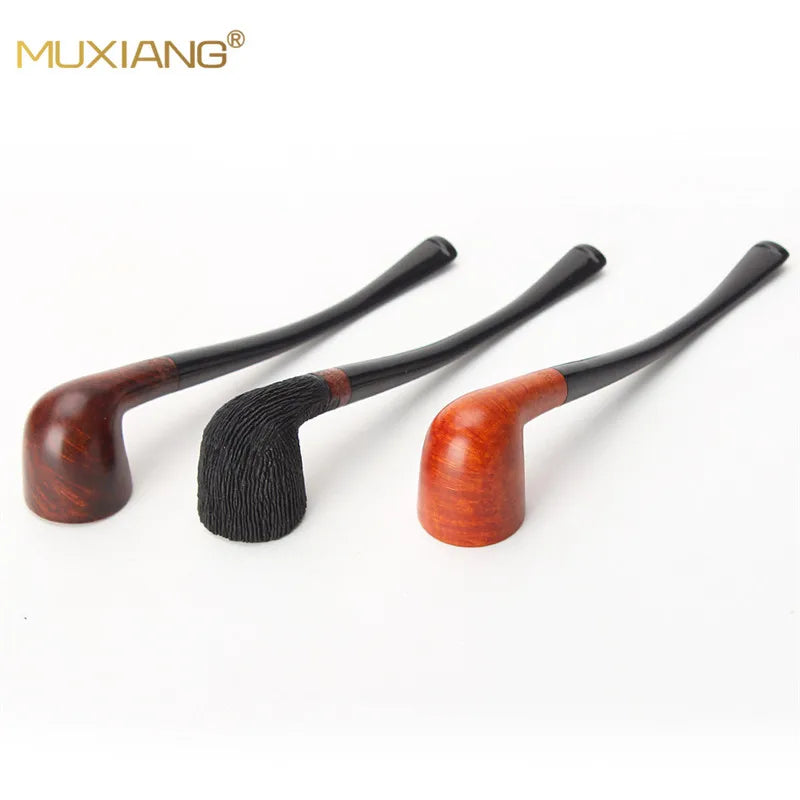 MUX -  Long Stem Briar Wood Handmade Smoking Pipe Fit for 3mm Filter