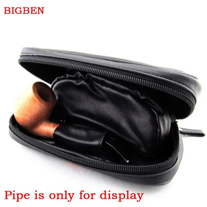 MUX -  Black & Orange Strip Soft Leather 2 Pipe Pouch Bag