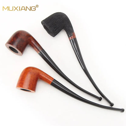 MUX -  Long Stem Briar Wood Handmade Smoking Pipe Fit for 3mm Filter