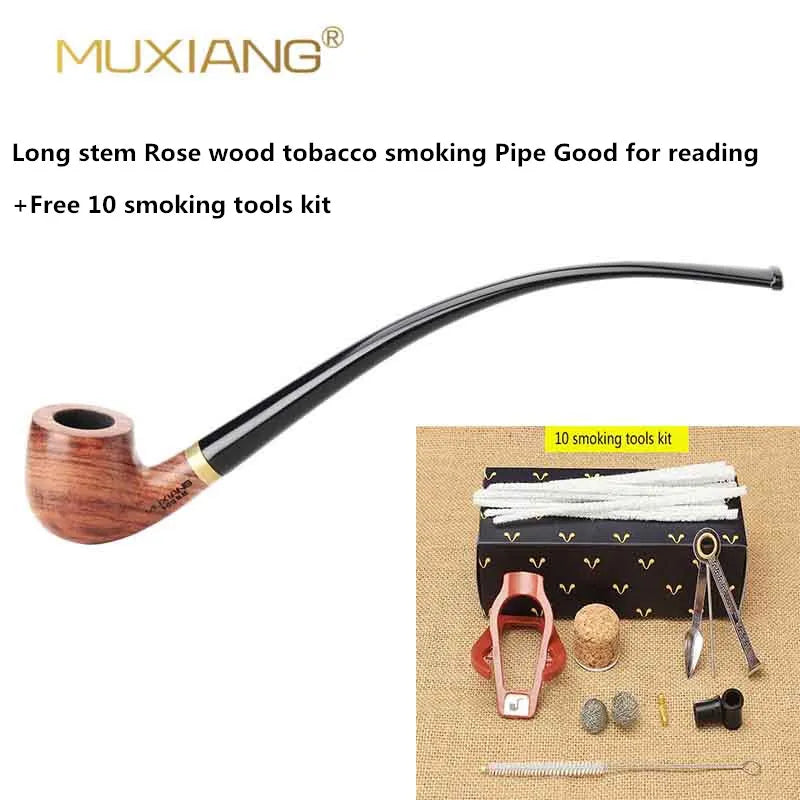 MUX - Handmade Long Bent Kevazingo Wood Tobacco Pipe 3mm Filter