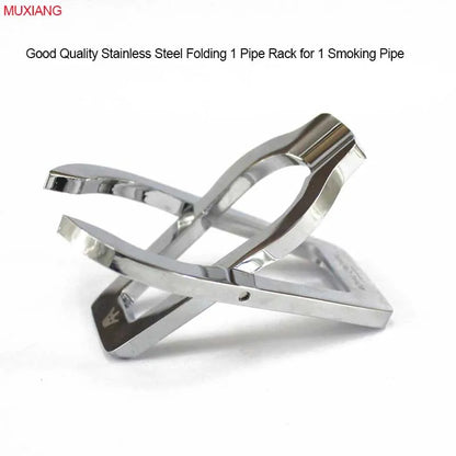 MUX -  Royal Crown High Quality Stainless Silver Steel Folding Smoking Pipe Rack