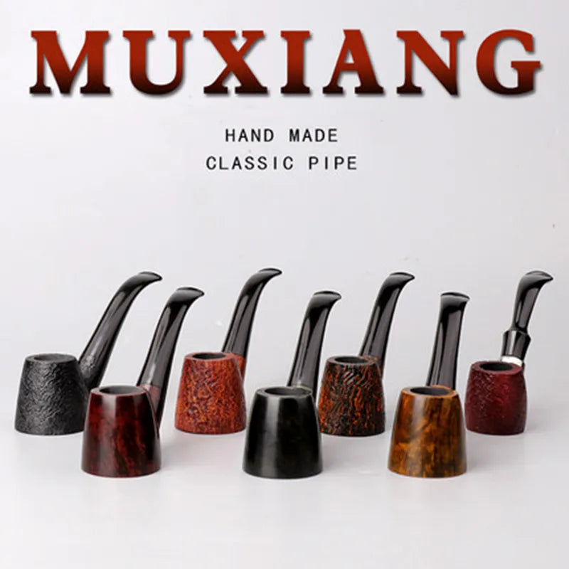 MUXIANG-Handmade In Italy Briar Wood Pipe, Wooden Smoking Pipes, High Quality Smoker, 9mm Filter, Bent Stem with Free Smoking Accessories