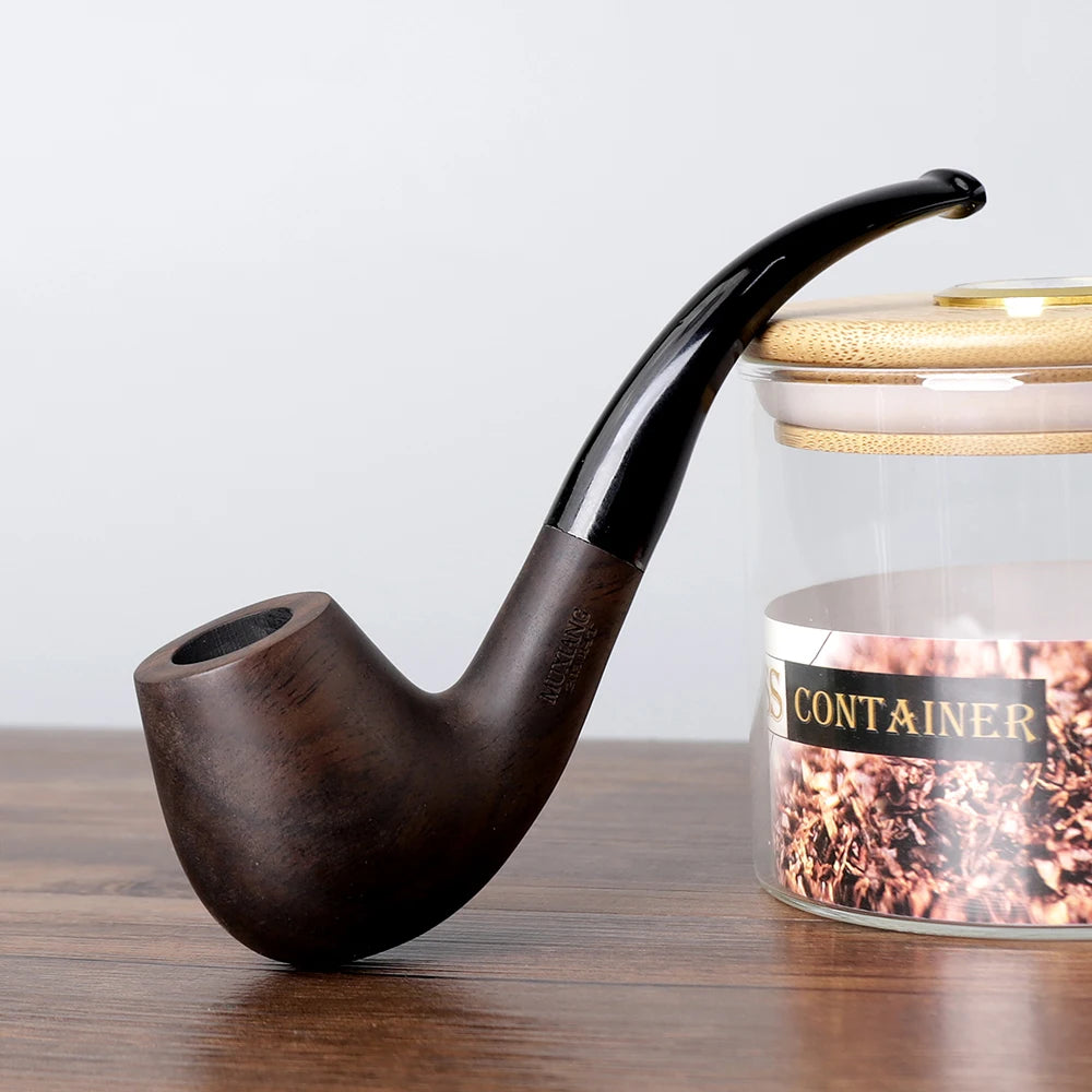 MUX - Beautiful Imported Ebony Wood, Classic Sherlock Holmes Tobacco Pipe