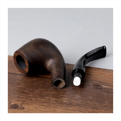 MUX - Beautiful Imported Ebony Wood, Classic Sherlock Holmes Tobacco Pipe