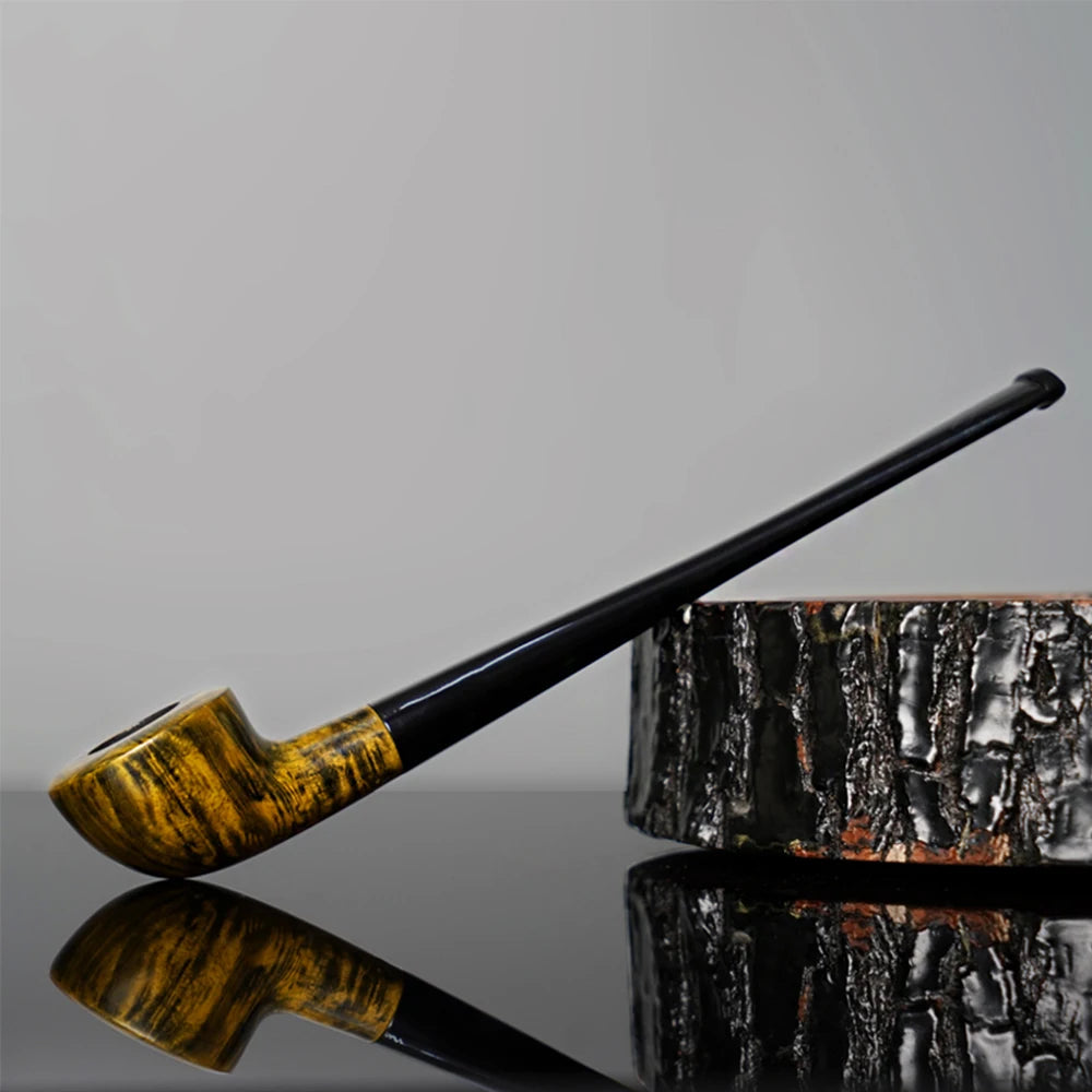 MUX -  Briar Wood Long Stem Church Tobacco Pipe 3mm FIlter