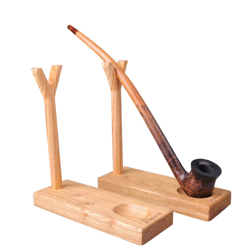 MUX  - Tea Tree Pipe Holder Solid Wood Vertical Type Holder Long Handle