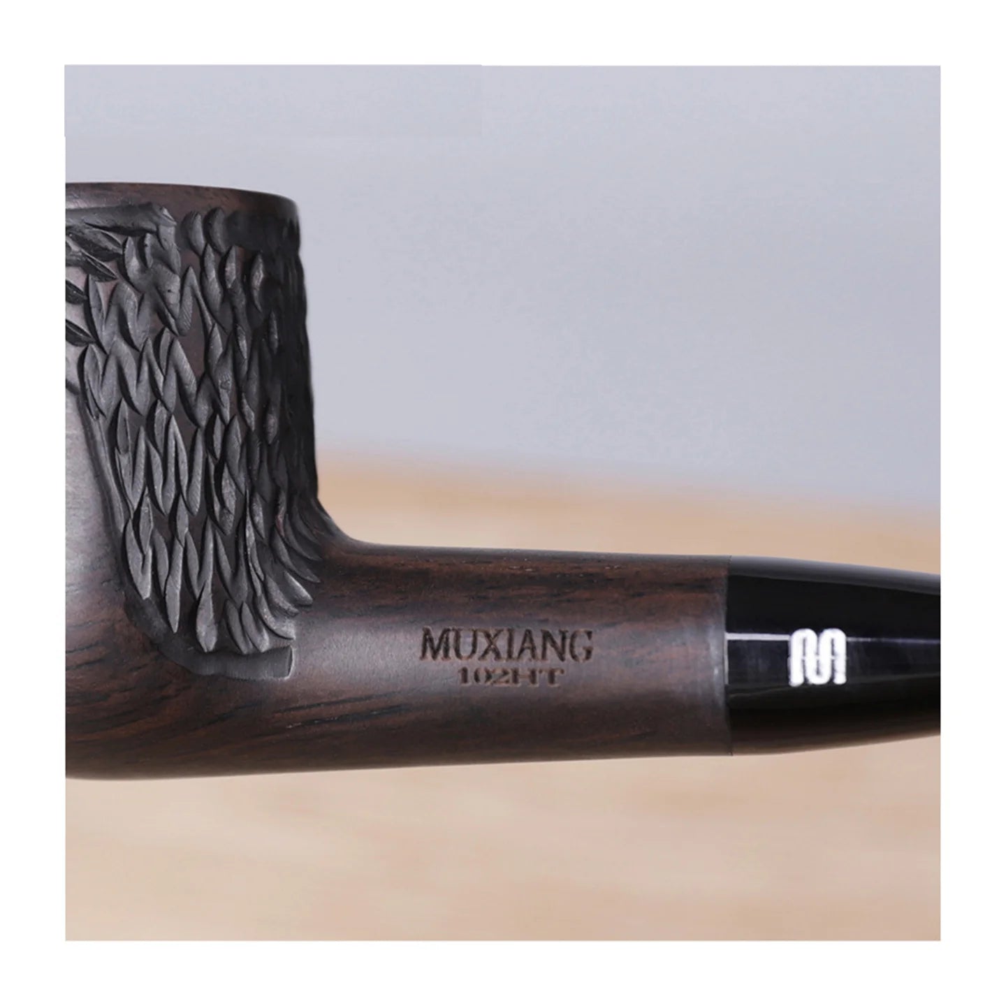 Mux - Solid Ebony Wood Straight Stem Tobacco Pipe - 9mm Filter