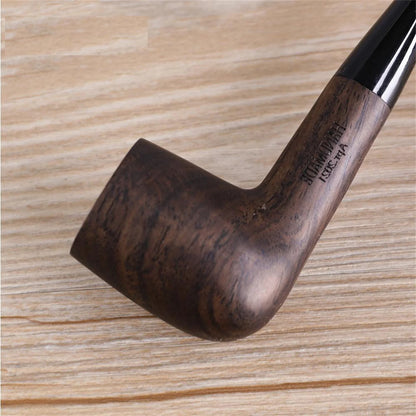 Mux - Solid Ebony Wood Straight Stem Tobacco Pipe - 9mm Filter