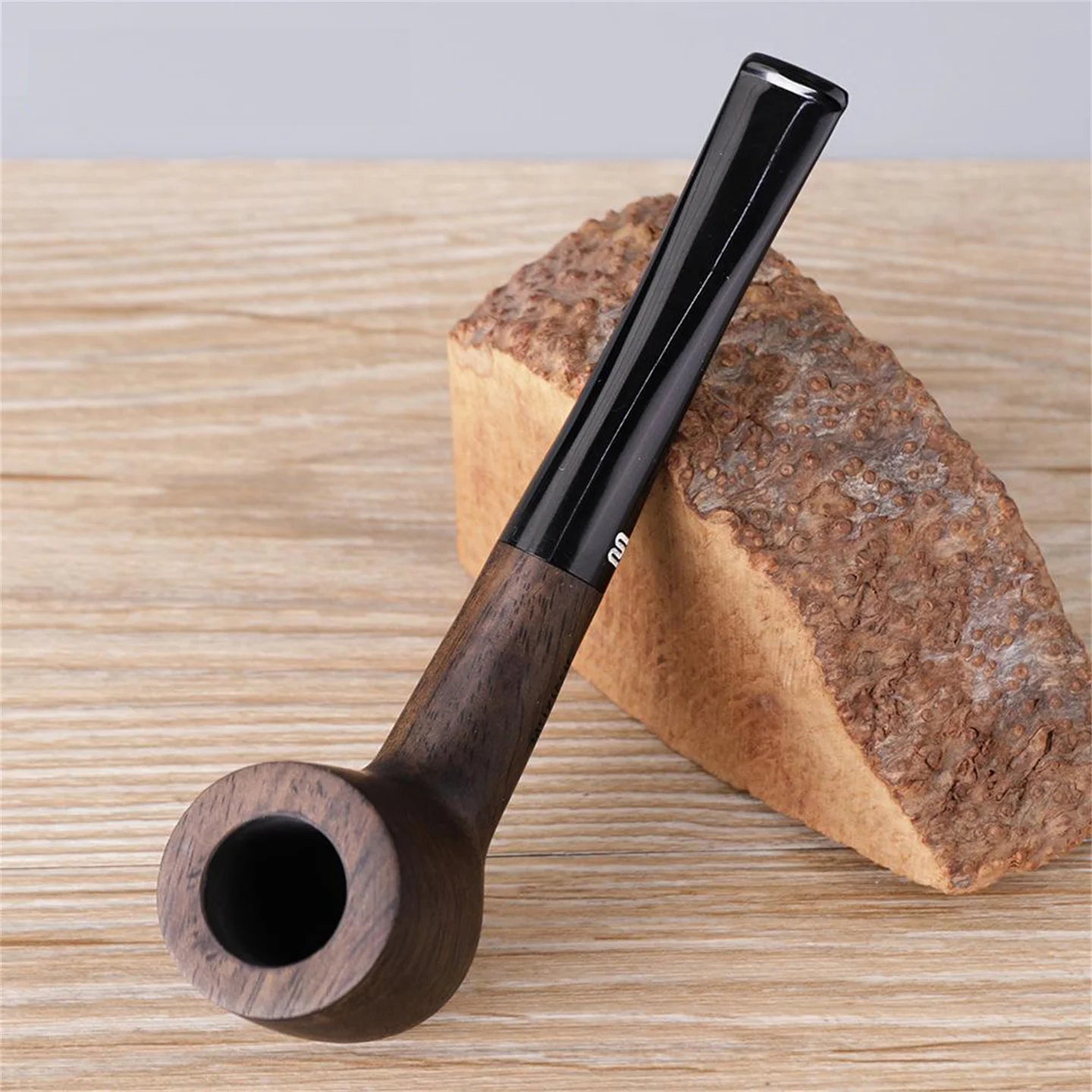 Mux - Solid Ebony Wood Straight Stem Tobacco Pipe - 9mm Filter