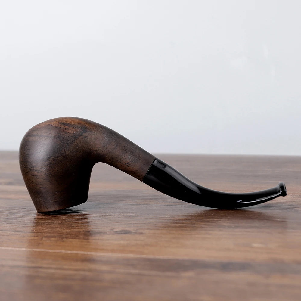 MUX - Beautiful Imported Ebony Wood, Classic Sherlock Holmes Tobacco Pipe