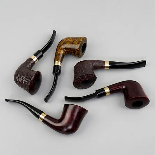 MUX -  Briar Wood Handmade Tobacco Pipes - Loop Décor Bent Smoking Pipe - 9mm Filter